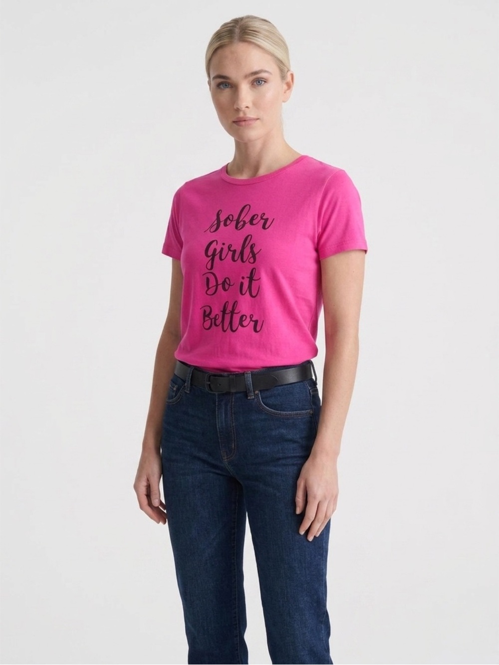 Gildan Pink "Sober Girls Do It Better" Graphic Tee - Women